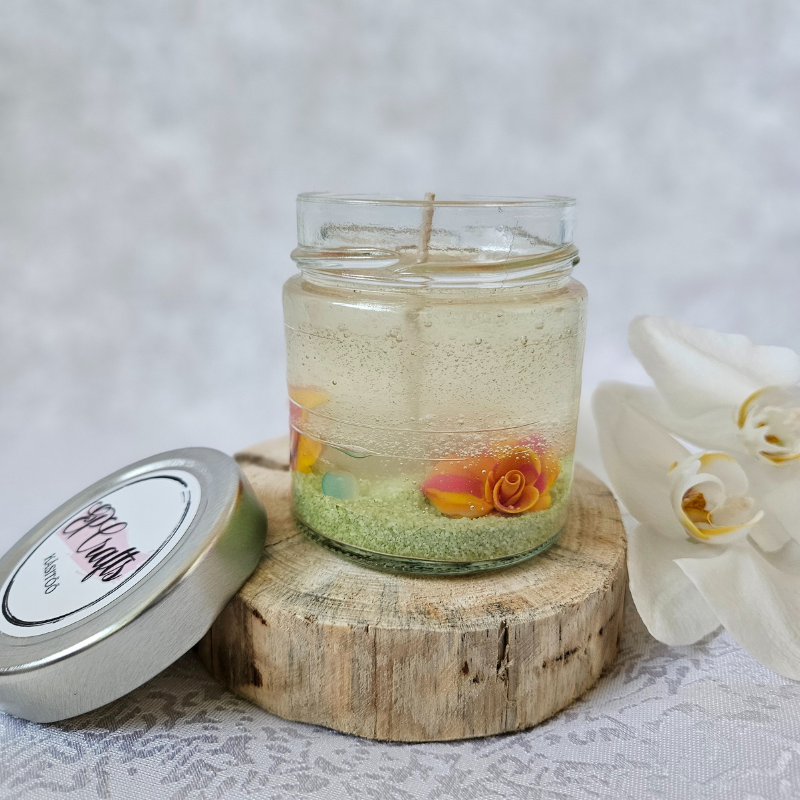 Geelküünal “Lilled”, ylang-ylang lõhnaline dekoratiivküünal