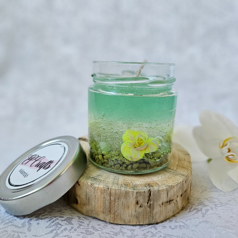 Geelküünal “Lilled”, ylang-ylang lõhnaline dekoratiivküünal