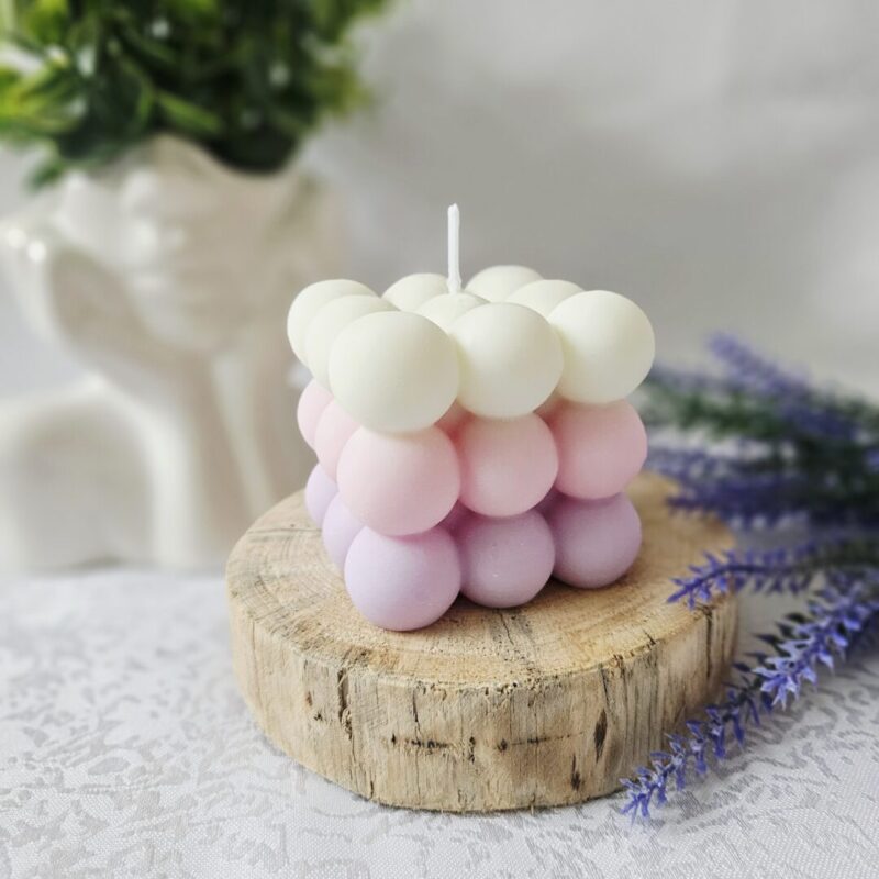 Sojavahaküünal “Mullid” vaarika lõhnaline – looduslik käsitööküünal sojavahast