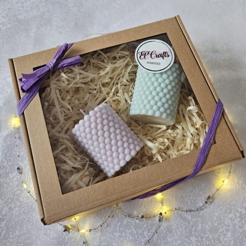 EP Crafts kinkekarp kahe käsitööküünlaga